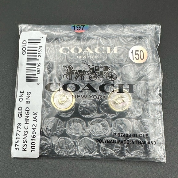 NWT Coach Signature C Mother of Pearl Coin Stud Earrings - Gold Tone - Picture 6 of 6